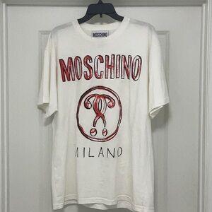 Moschino White Tee with Red and Black Graphic